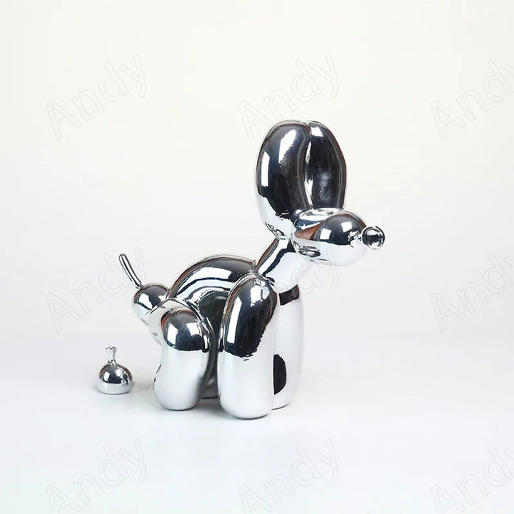 Minimalistisk Ballon Hund Ornament i Glansfuld Hvid