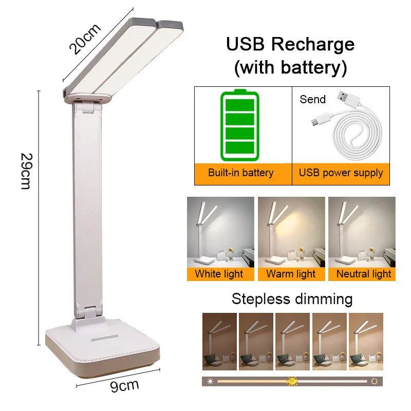 Dæmpbar Touch-Control LED Læselampe - USB Genopladelig og Bærbar