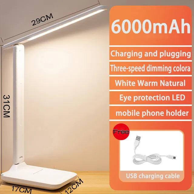 Genopladelig LED Skrivebordslampe med Touch Control og 3 Farvetemperaturer