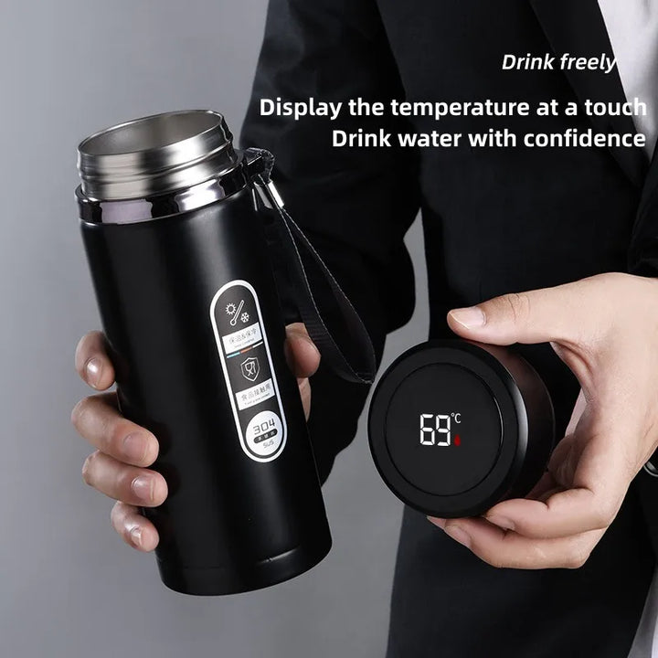 Rustfrit Stål Termoflaske med LED Temperaturdisplay, 500-1000 ml