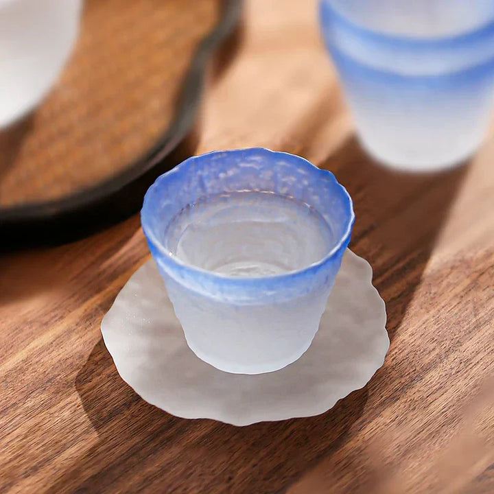 Ombre Blå Glas Sake Sæt med Karaffel og Kopper