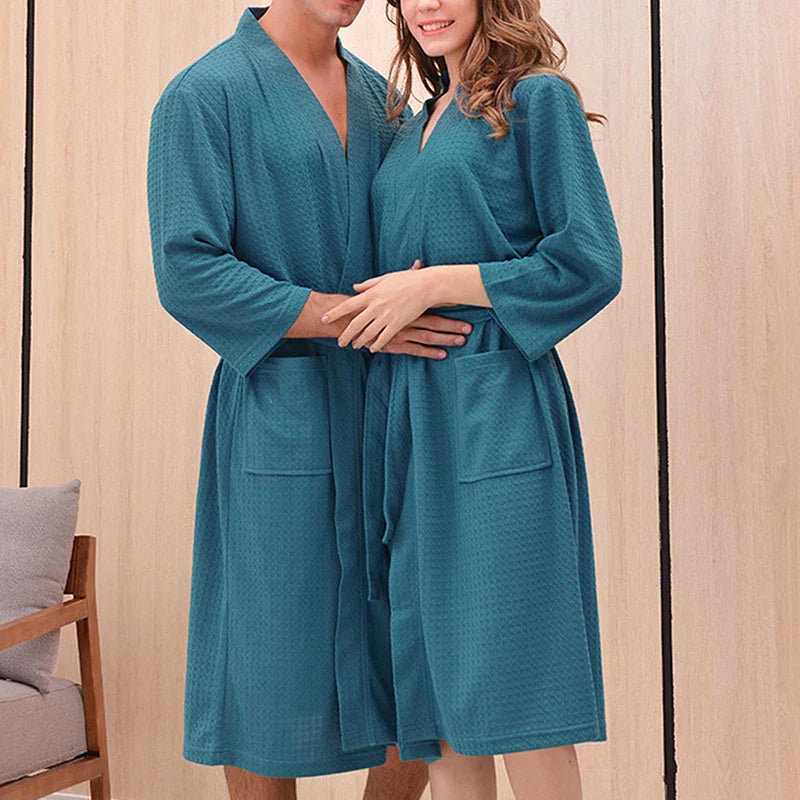 Par V-Hals Badekåbe i Blødt Polyester med Lommer