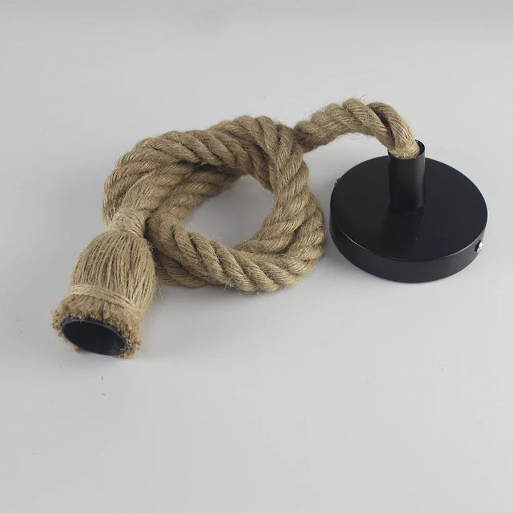 Vintage Pendellampe i Hamp Reb med Justerbare Længder