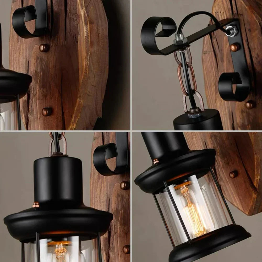 Vintage Industriel Væglampe med Metalbur og LED Belysning