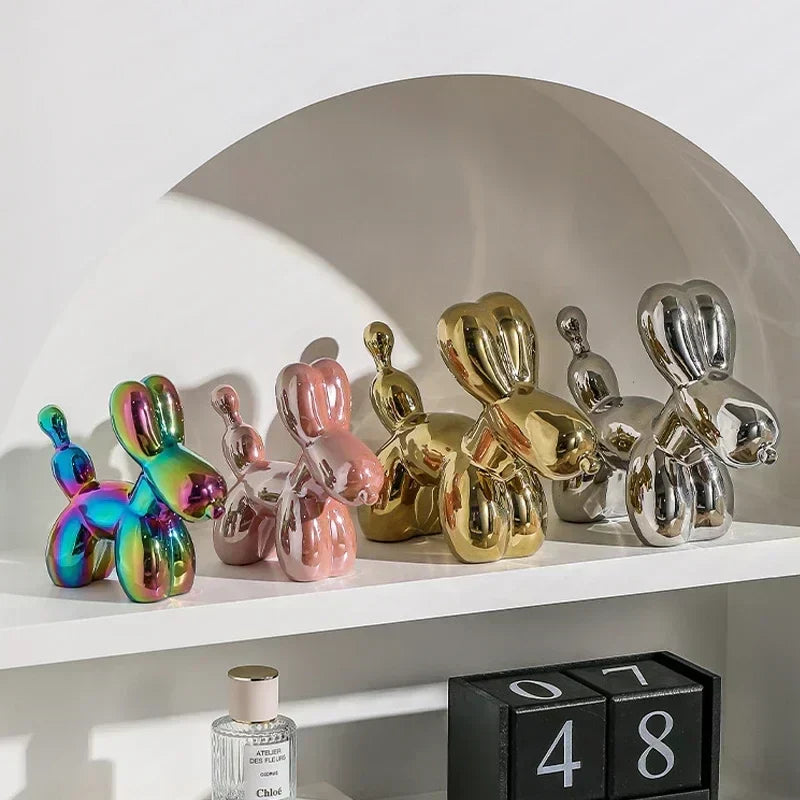 Guld Keramisk Ballon Hund Skulptur til Dekoration