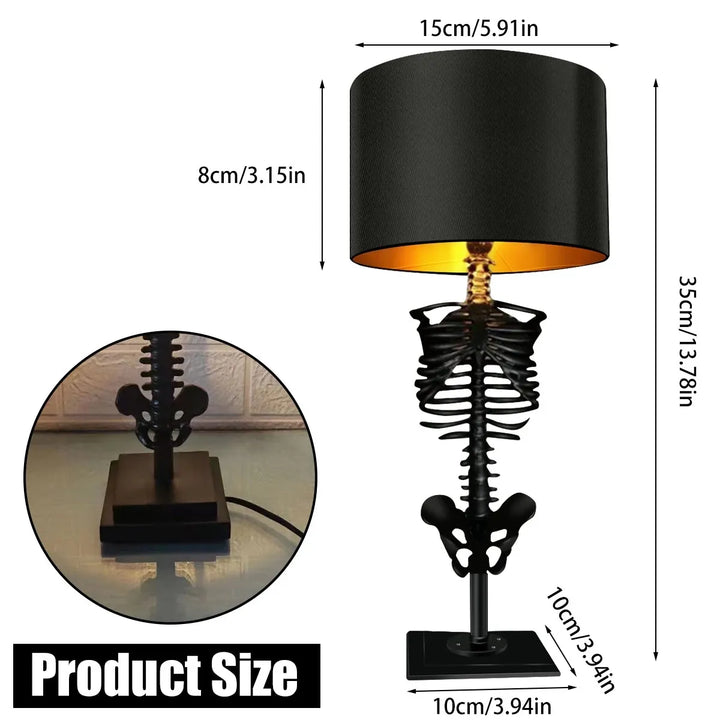 Håndlavet Gotisk Skelet Bordlampe med USB-Connector