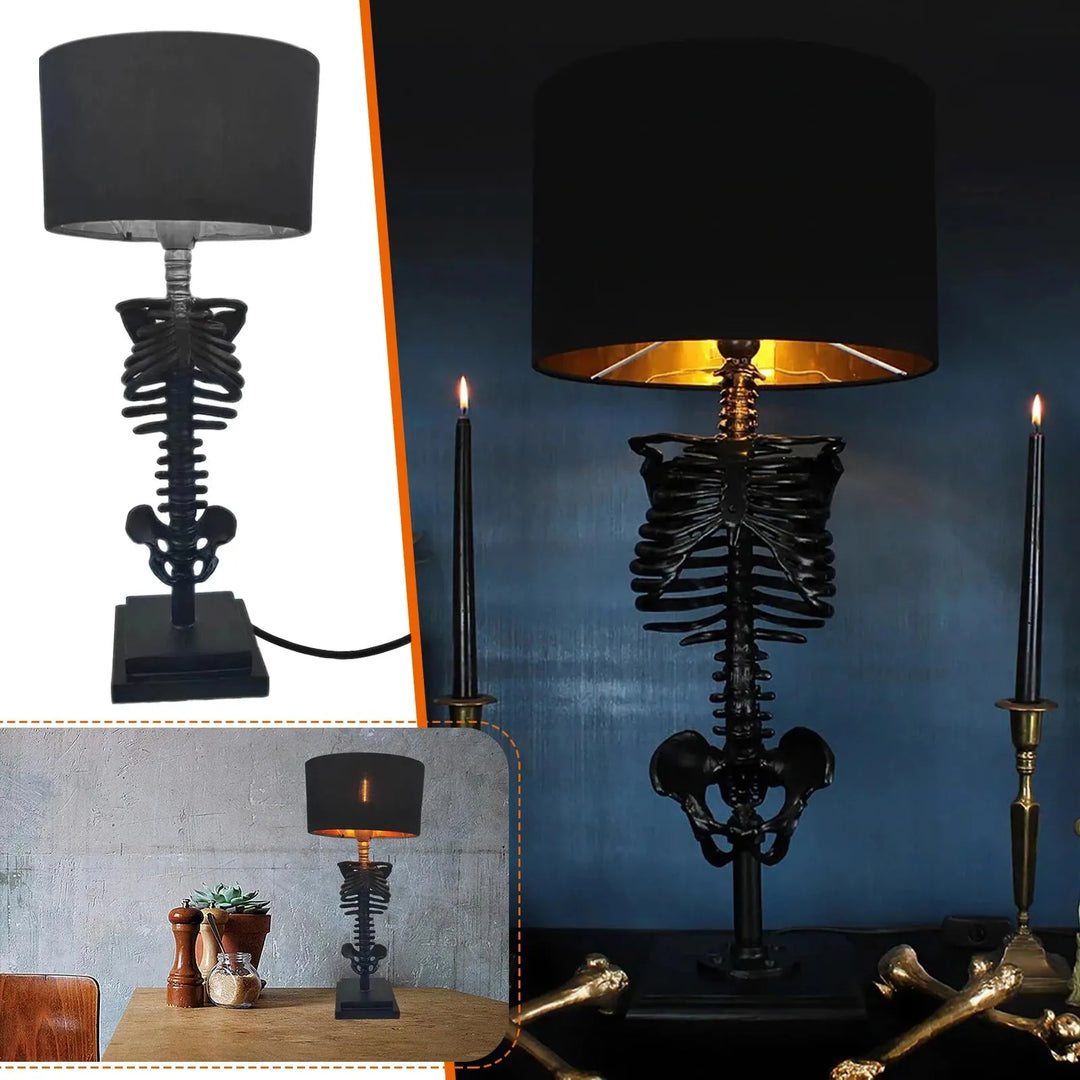 Håndlavet Gotisk Skelet Bordlampe med USB-Connector