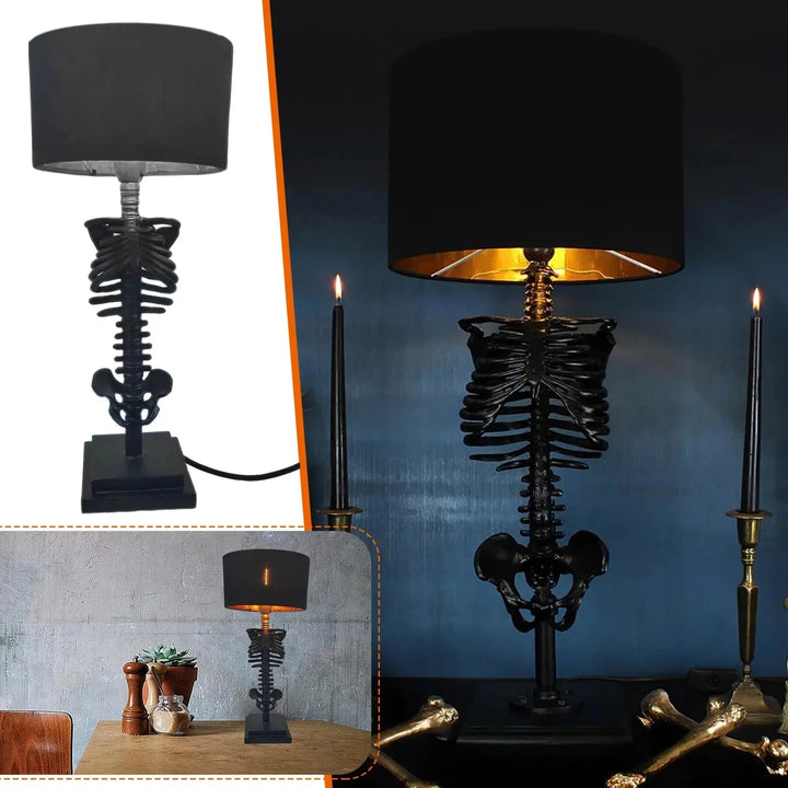 Håndlavet Gotisk Skelet Bordlampe med USB-Connector