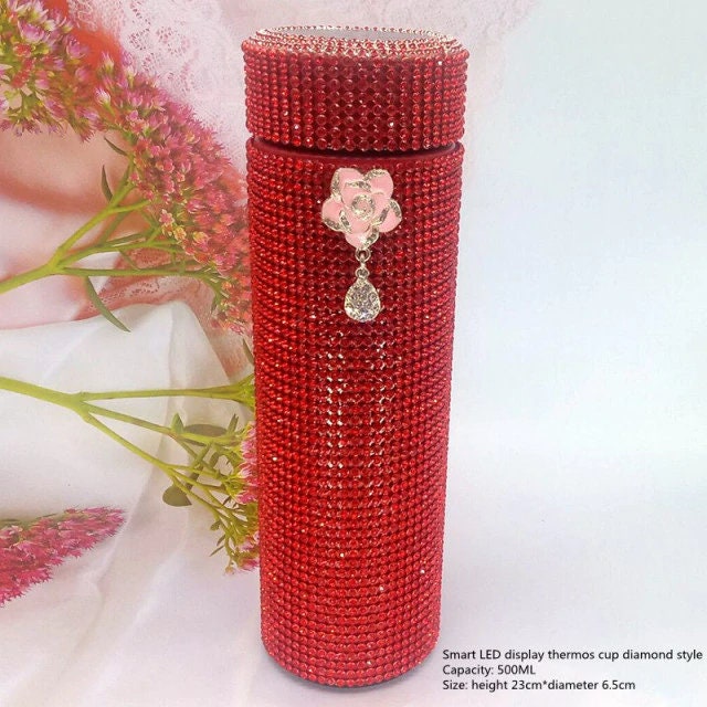 Rhinestone Termokande 500ml med LED Temperaturindikator
