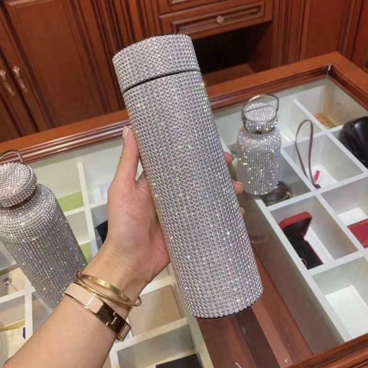 Rhinestone Termokande 500ml med LED Temperaturindikator