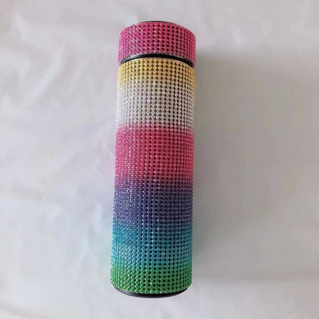 Rhinestone Termokande 500ml med LED Temperaturindikator