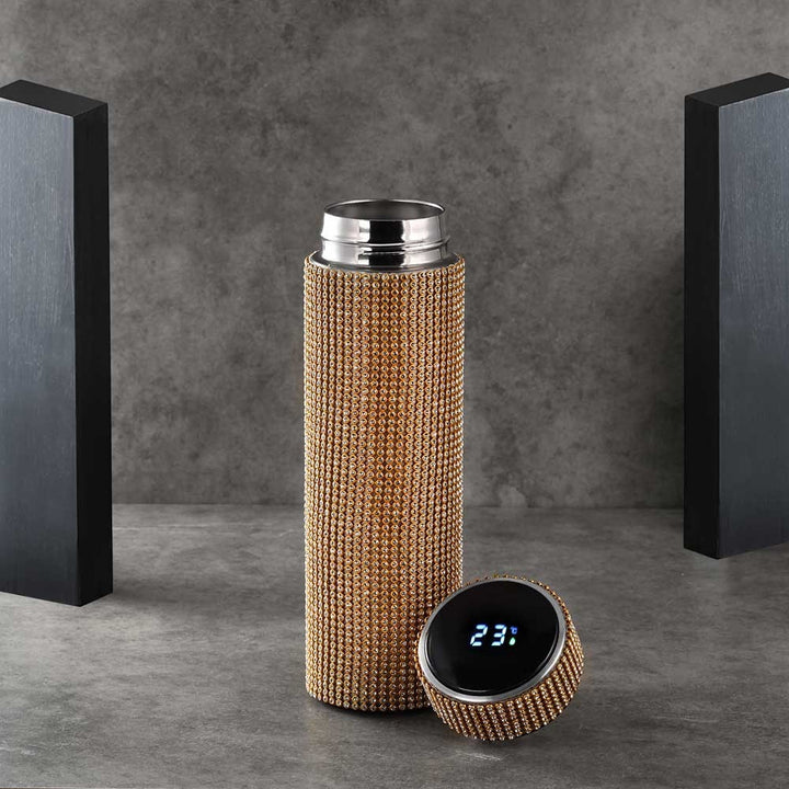 Rhinestone Termokande 500ml med LED Temperaturindikator