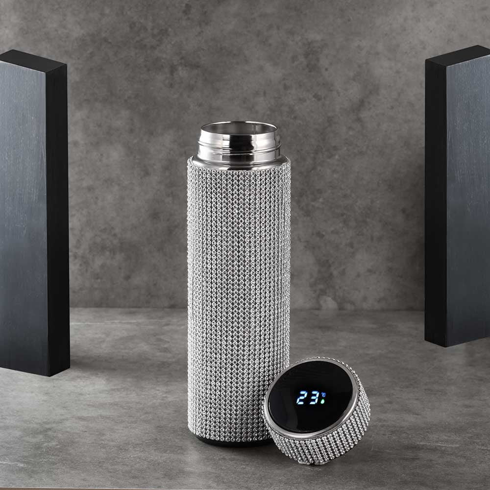 Rhinestone Termokande 500ml med LED Temperaturindikator