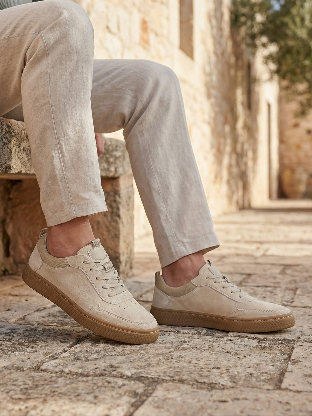 Casual herresneakers i ruskind-look