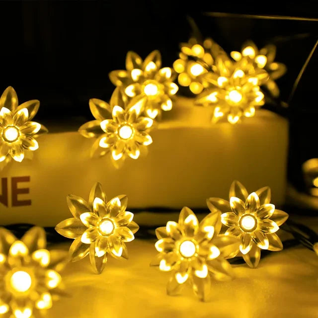 Ferskenblomst Lysgirlander med Varme Hvide LED'er