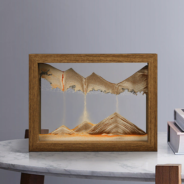 3D Roterende Sandkunst i Solid Træramme