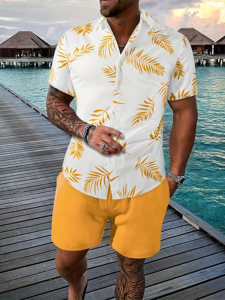 To-delt herre sommer sæt med tropisk print