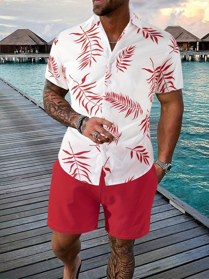 To-delt herre sommer sæt med tropisk print