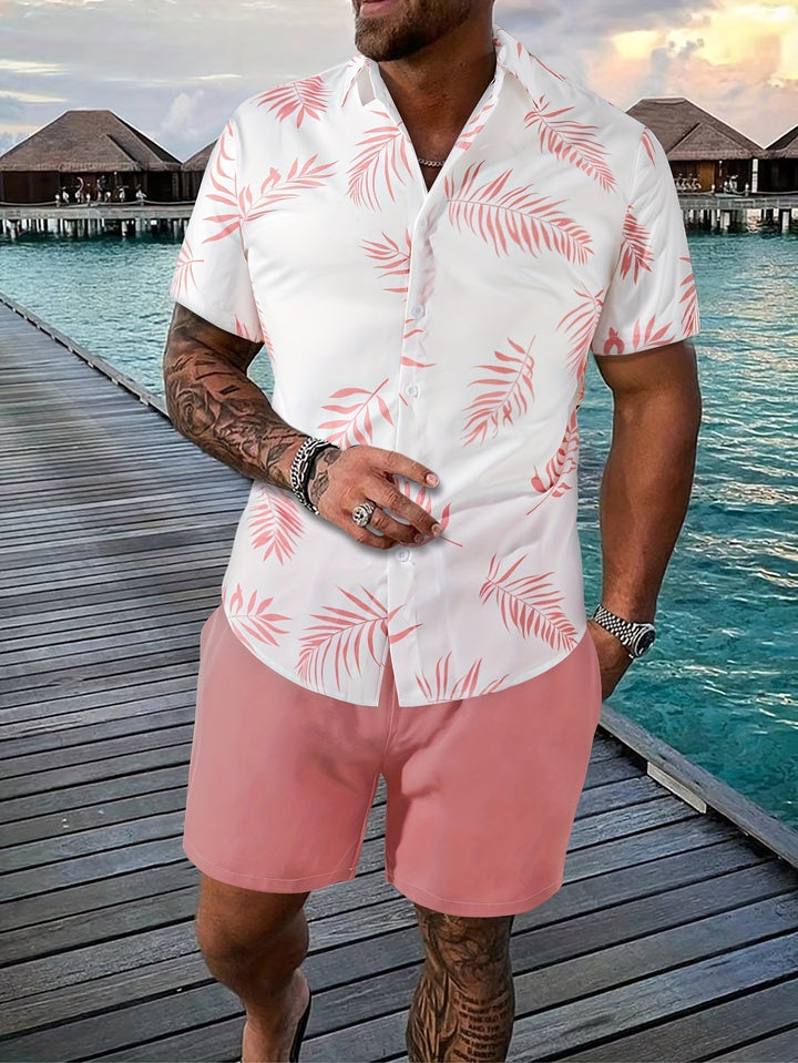 To-delt herre sommer sæt med tropisk print