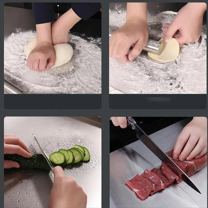 Rustfrit Stål Skærebræt med Skridsikre Fødder og Kantdesign