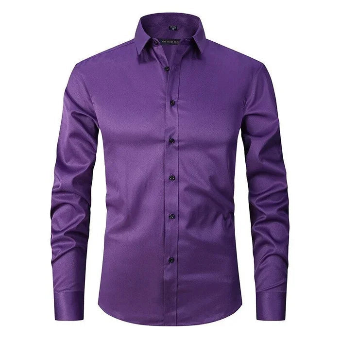 Slim Fit Stretchskjorte til Mænd Krølfri