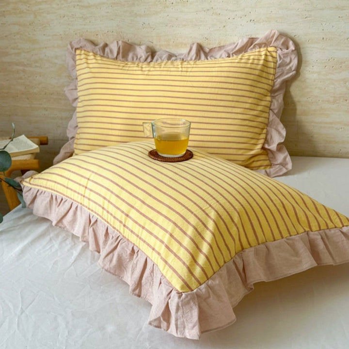 Stribede Rynkede Lagenpuder i Blød Mikrofiber