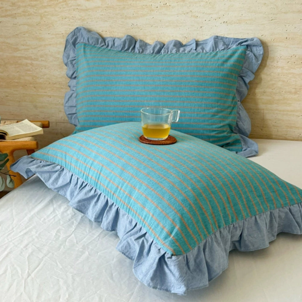 Stribede Rynkede Lagenpuder i Blød Mikrofiber