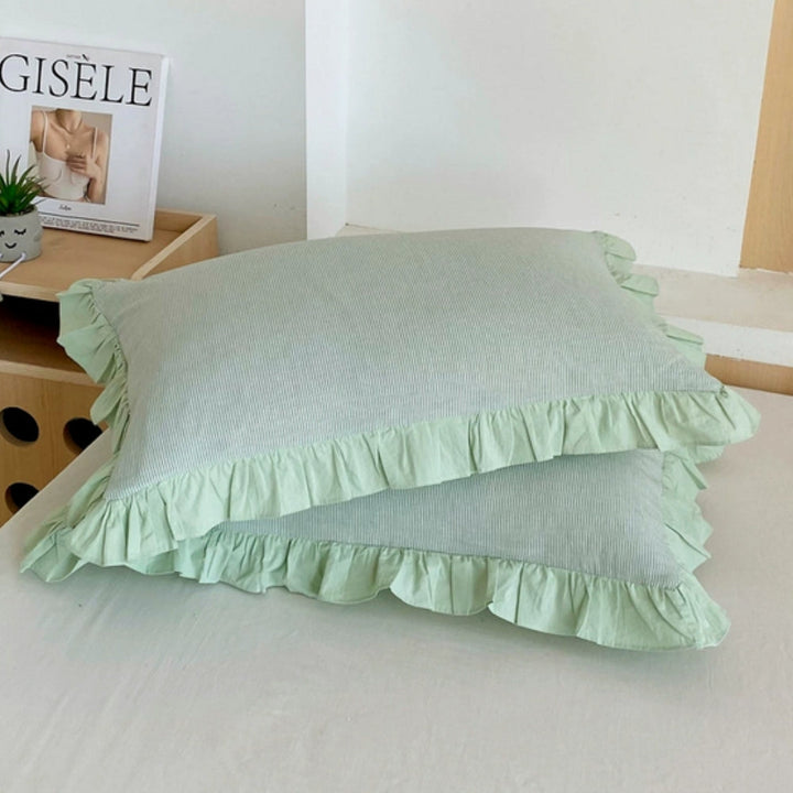 Stribede Rynkede Lagenpuder i Blød Mikrofiber