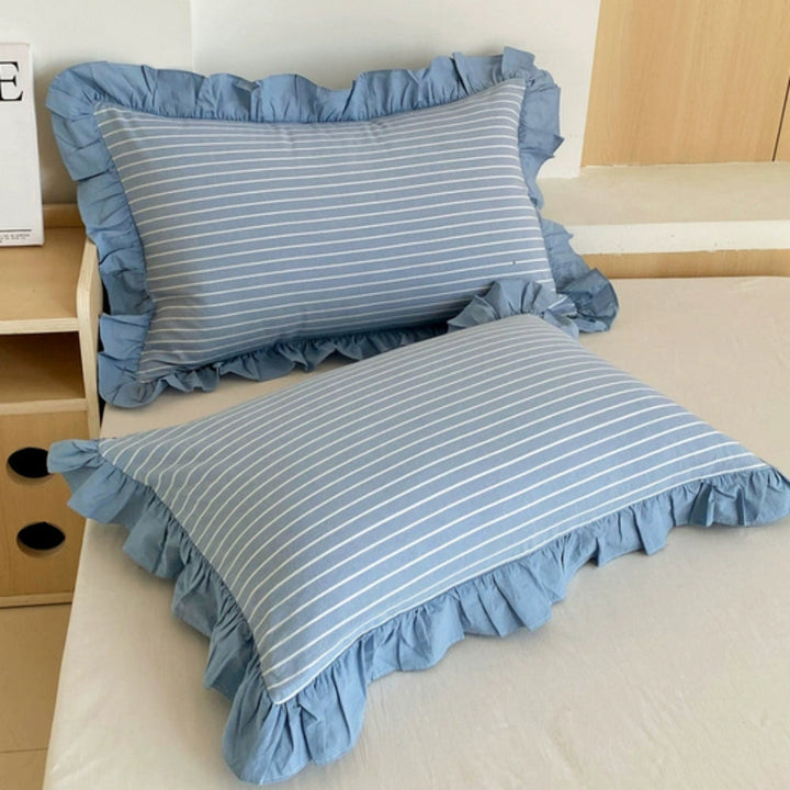Stribede Rynkede Lagenpuder i Blød Mikrofiber