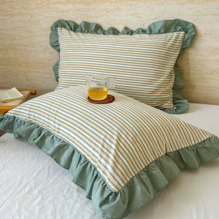 Stribede Rynkede Lagenpuder i Blød Mikrofiber