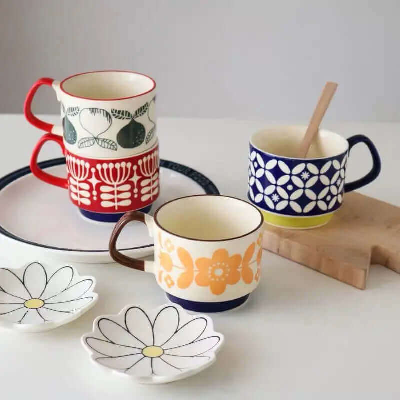 Retro Keramiske Kaffe Kopper i Mid-Century Modern Design – 8 Unikke Mønstre