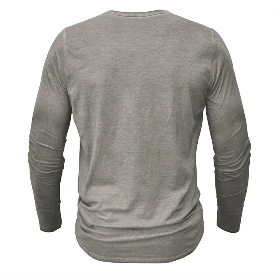 Henley sweatshirt til herrer med knaplukning