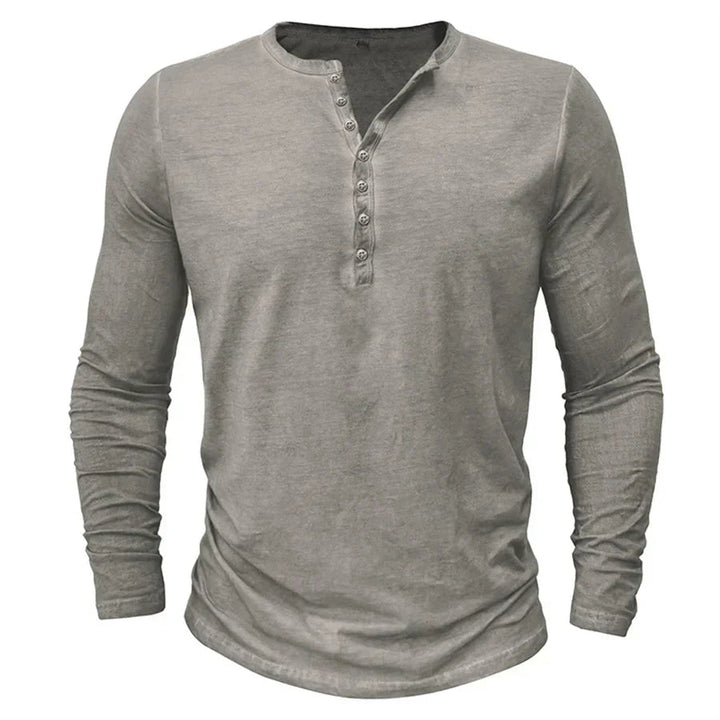 Henley sweatshirt til herrer med knaplukning