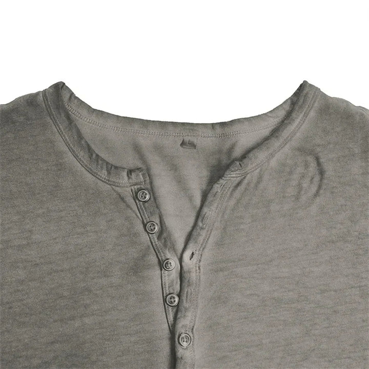 Henley sweatshirt til herrer med knaplukning