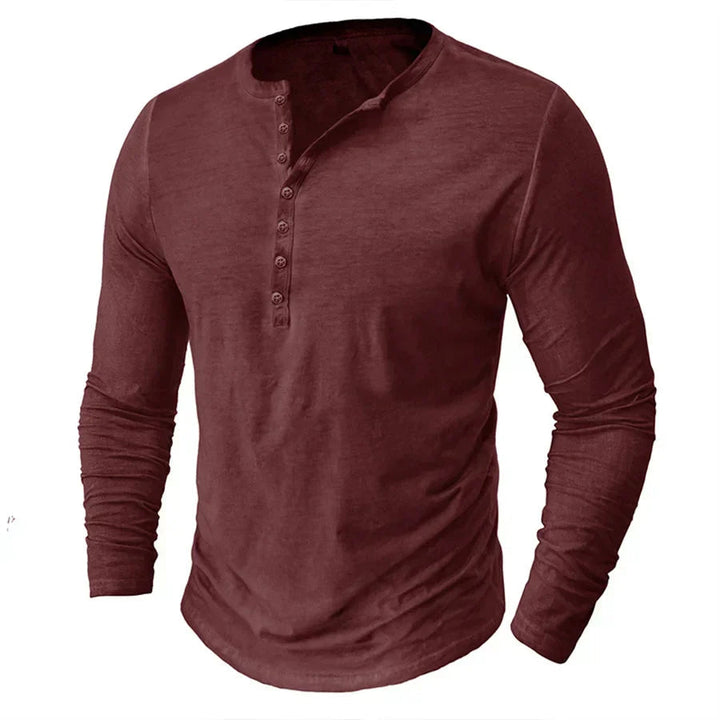 Henley sweatshirt til herrer med knaplukning