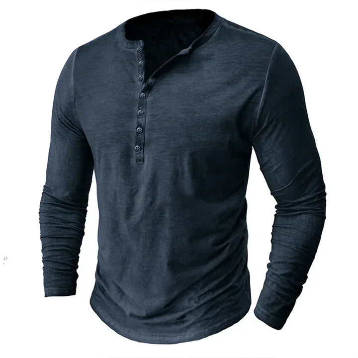 Henley sweatshirt til herrer med knaplukning