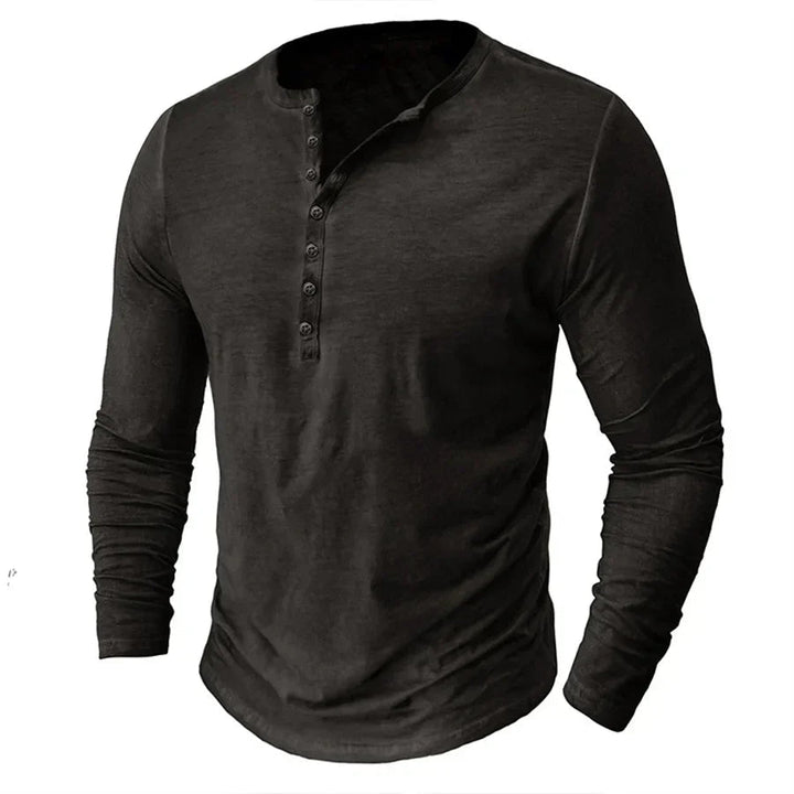 Henley sweatshirt til herrer med knaplukning
