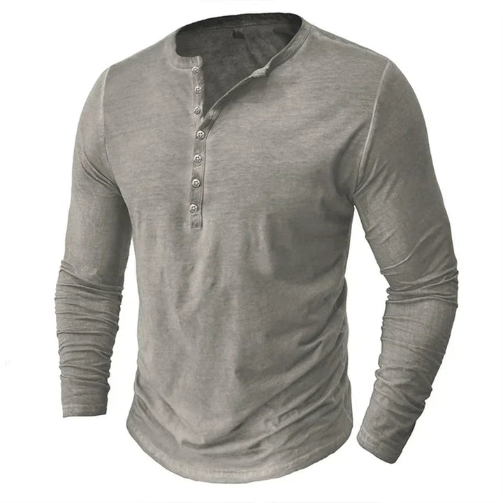 Henley sweatshirt til herrer med knaplukning