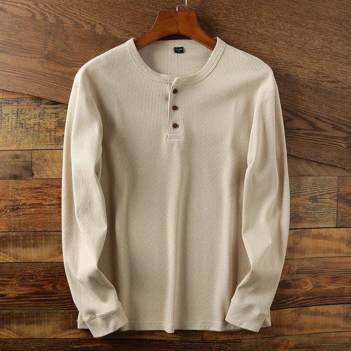 Henley Sweatshirt til Mænd med Knaplukning