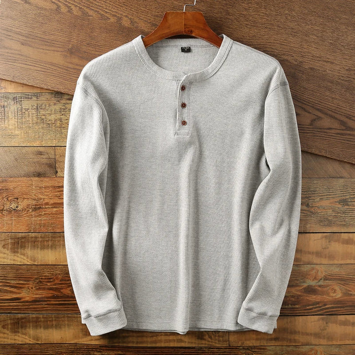 Henley Sweatshirt til Mænd med Knaplukning
