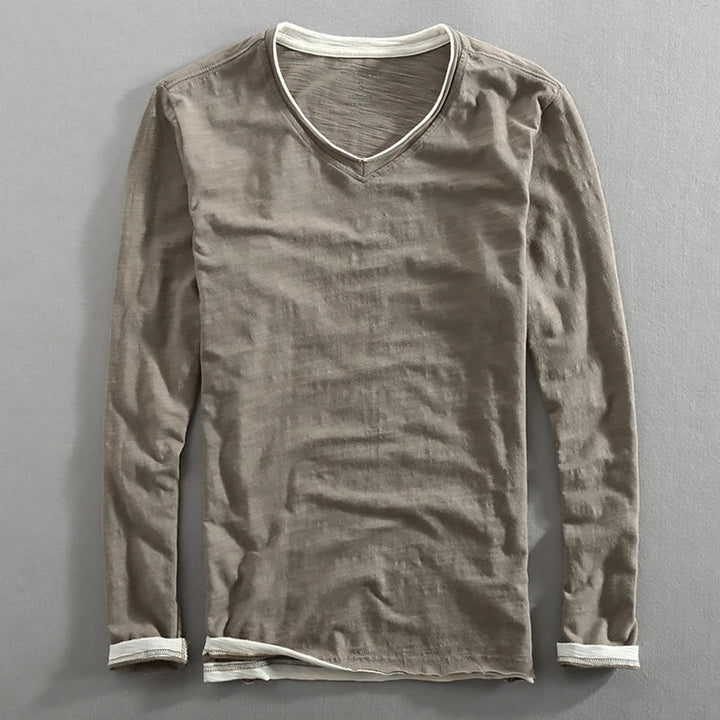 Langærmet sweatshirt med V-udskæring i minimalistisk design