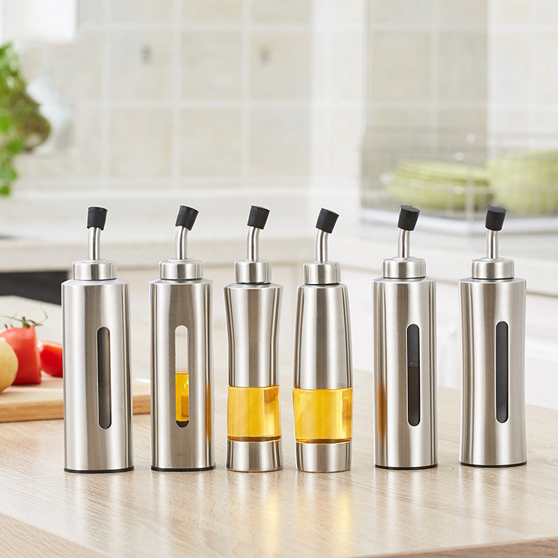 Elegant Glaskaraffel med Rustfrit Stål Spout til Olie og Eddike