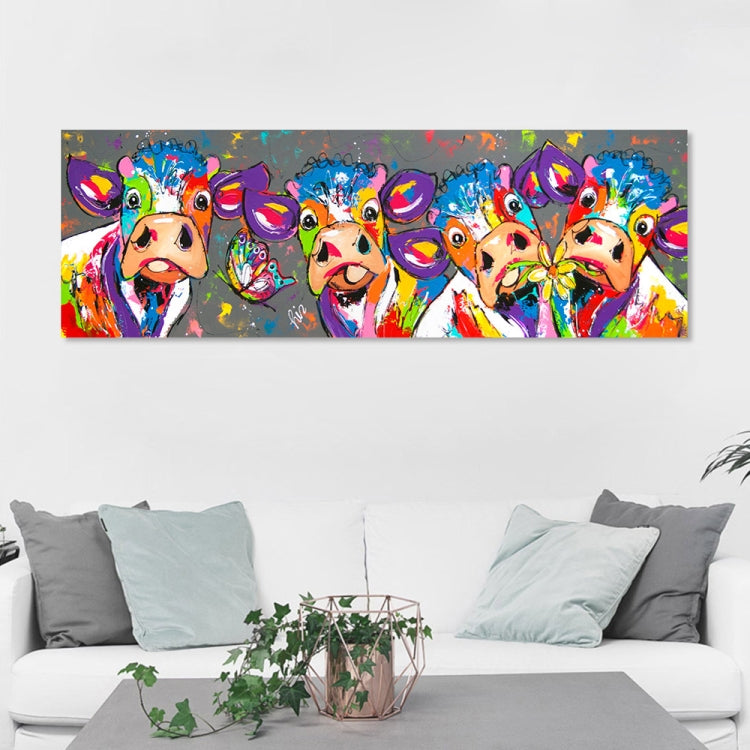 Farverig Ko Lærred Vægkunst 40x120 cm HD Print