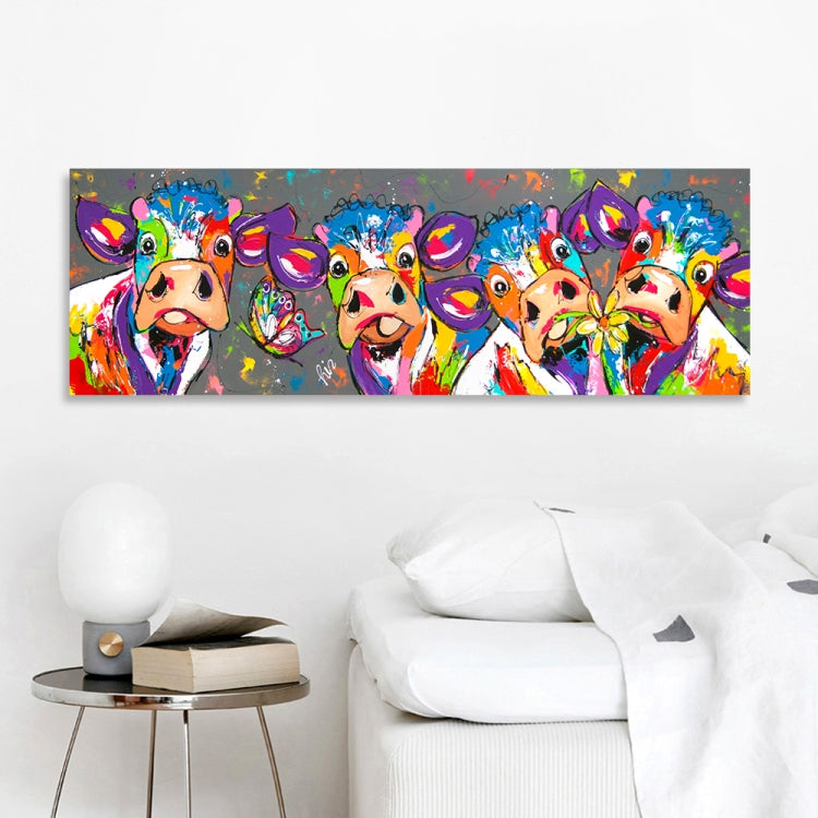 Farverig Ko Lærred Vægkunst 40x120 cm HD Print