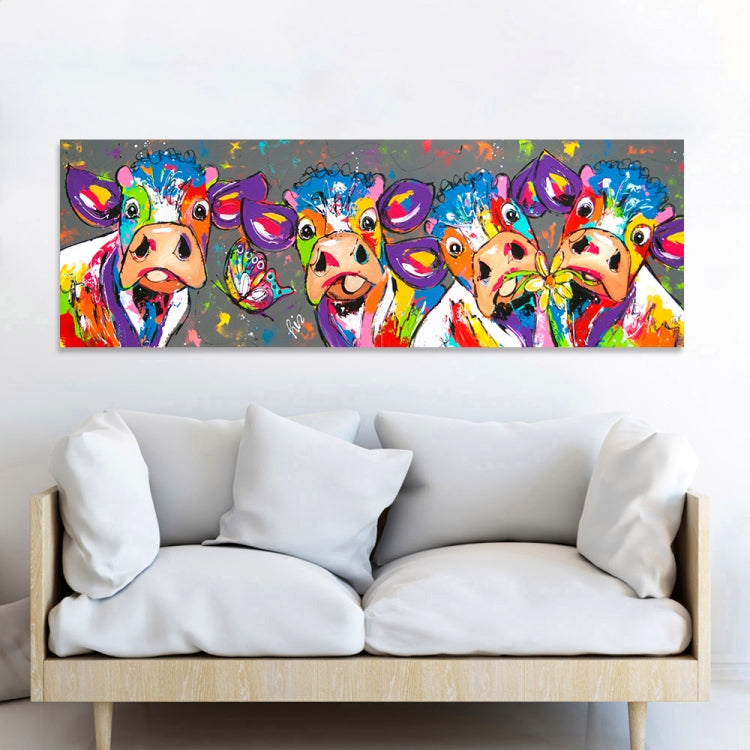 Farverig Ko Lærred Vægkunst 40x120 cm HD Print