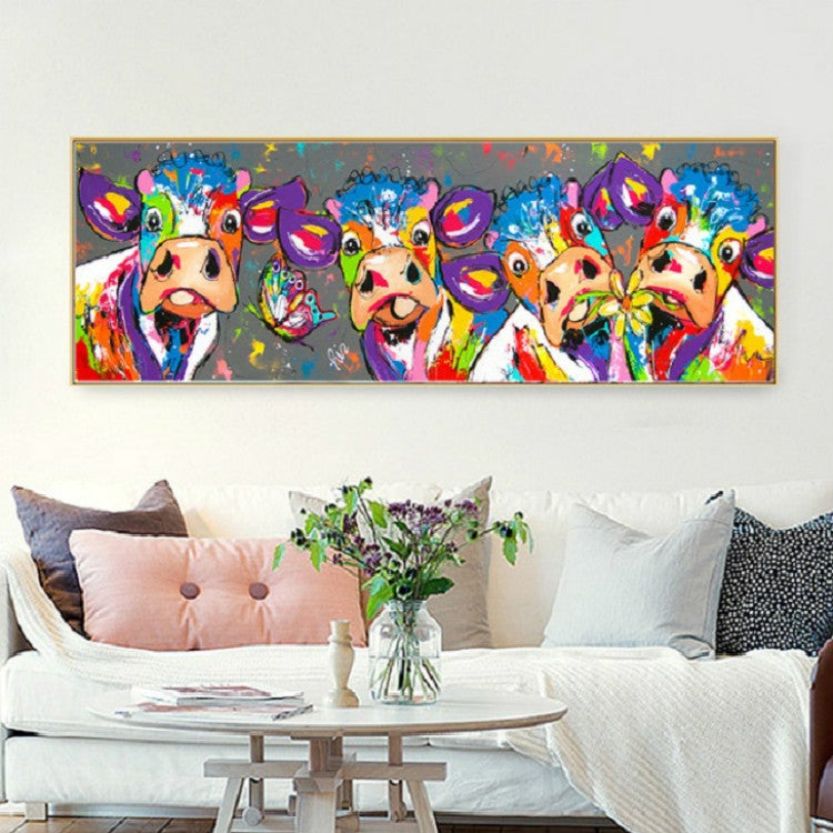 Farverig Ko Lærred Vægkunst 40x120 cm HD Print