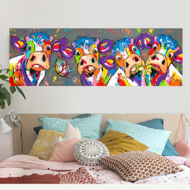 Farverig Ko Lærred Vægkunst 40x120 cm HD Print