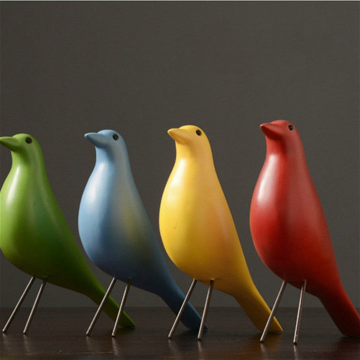 Harz Fugl Figurine i Minimalistisk Design