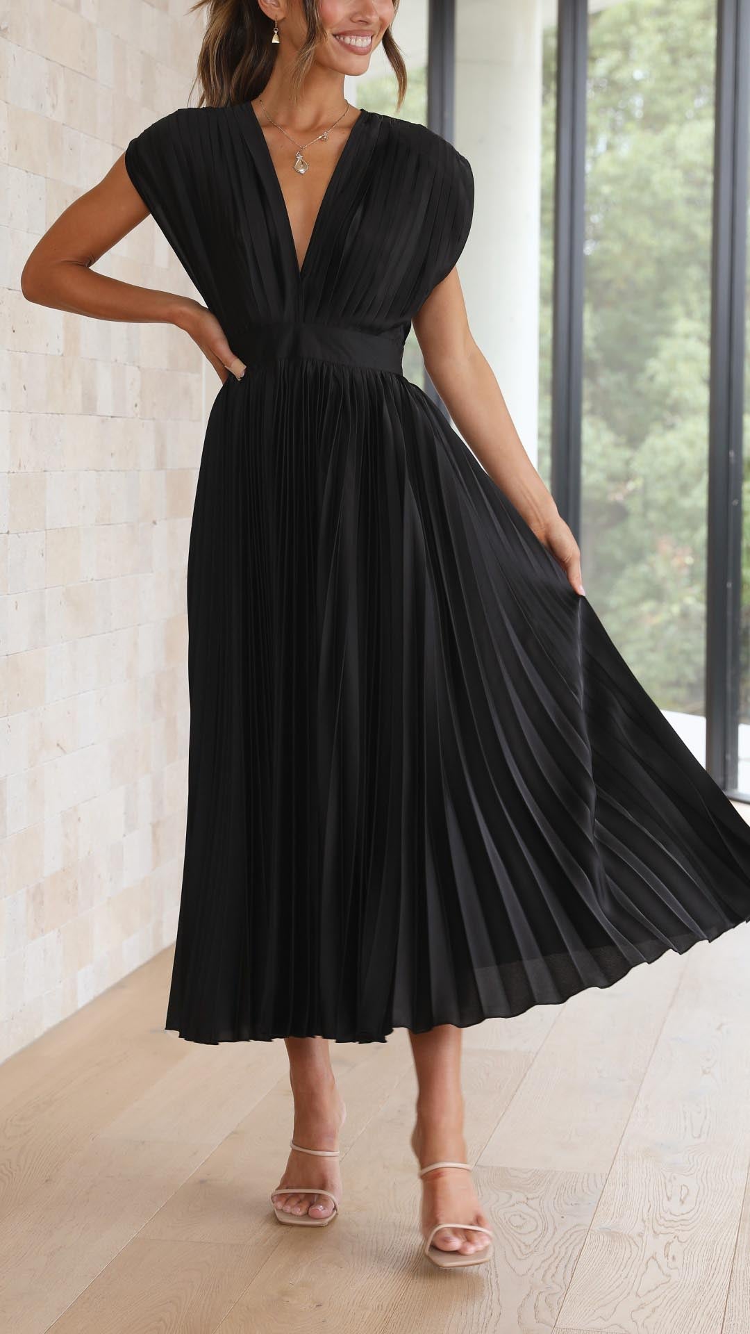 Maria™ | Elegant Plisseret Maxikjole