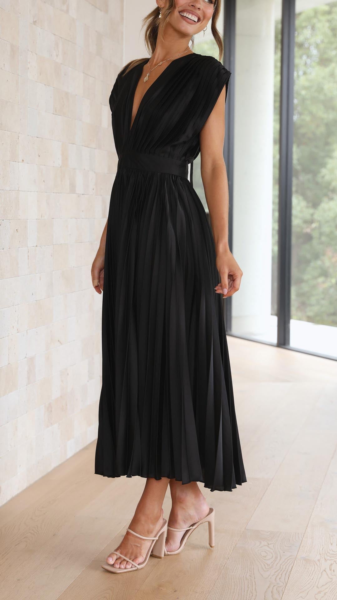 Maria™ | Elegant Plisseret Maxikjole